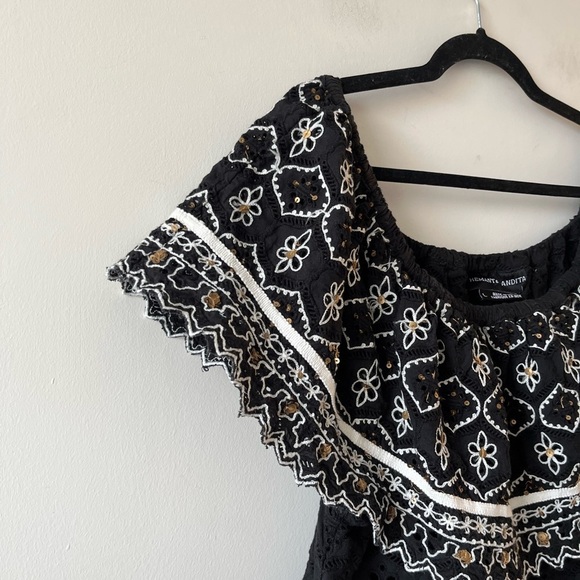 Hemant & Nandita Off the Shoulder Eyelet Embellished Blouse Large - Picture 2 of 10